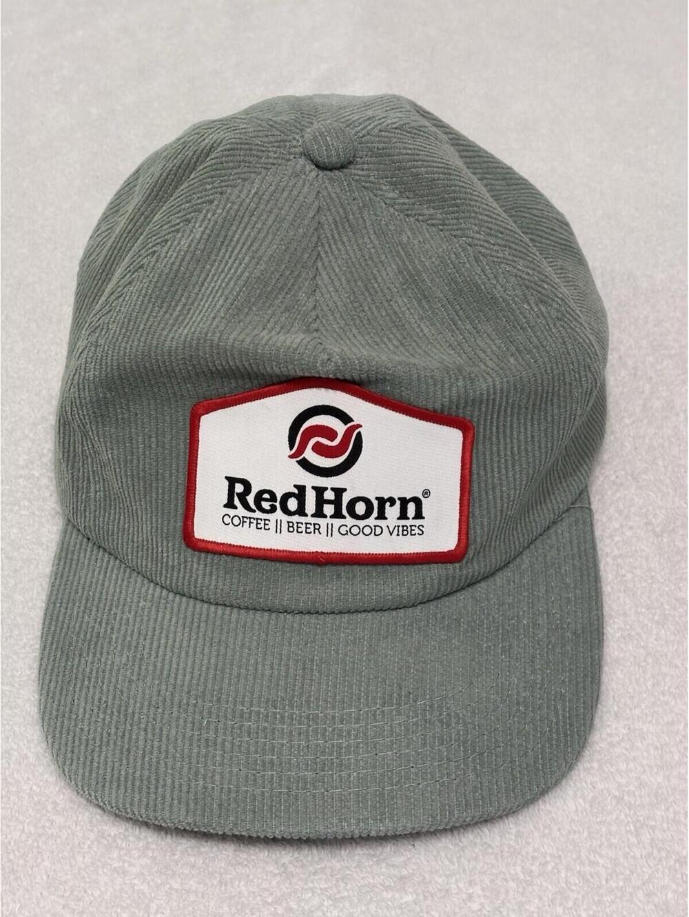 Red Horn Coffee House Gray Corduroy Cap Adjustable Hat || pre-owned